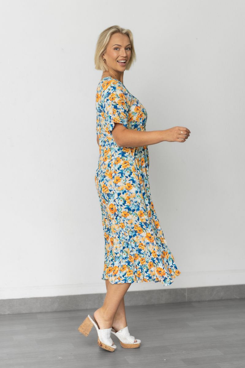 Willow Tree | Panel Dress - Floral Print Blue