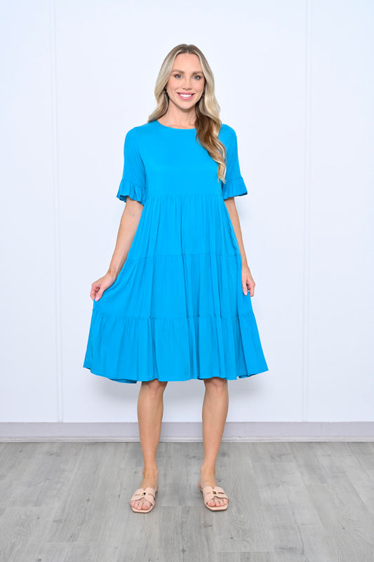 New U Collection | Rayon Midi Dress - Blue