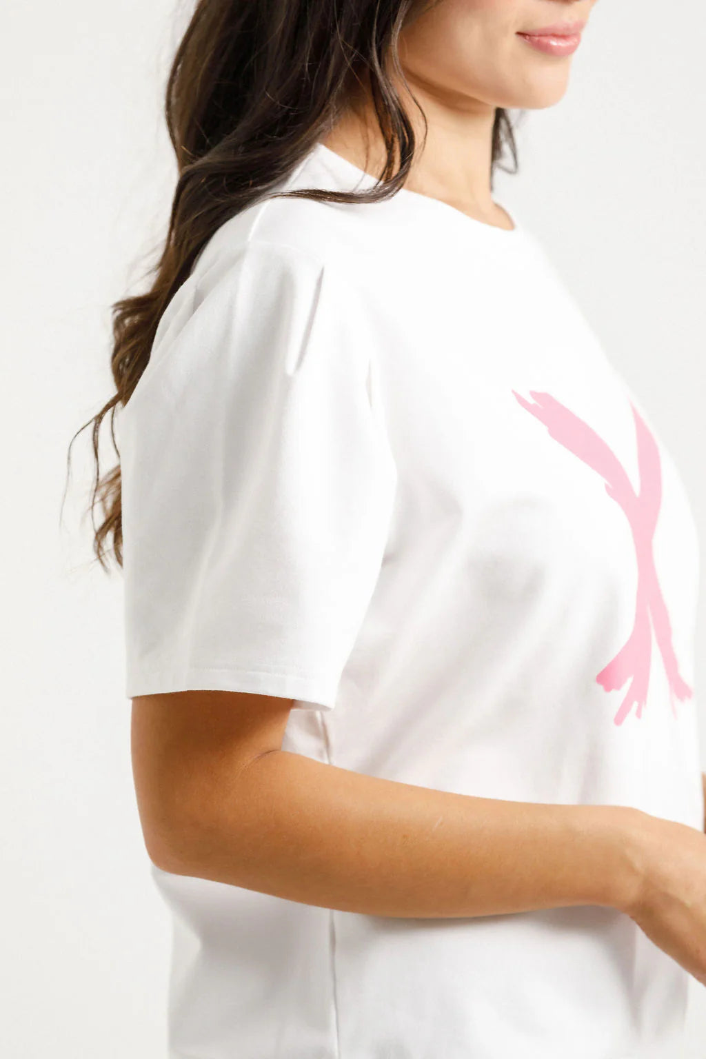 Homelee | Wylder Tee - White with a Candy Pink X