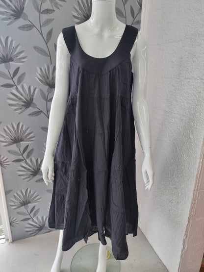 Arabella -  Cotton Strap Nightie - Black