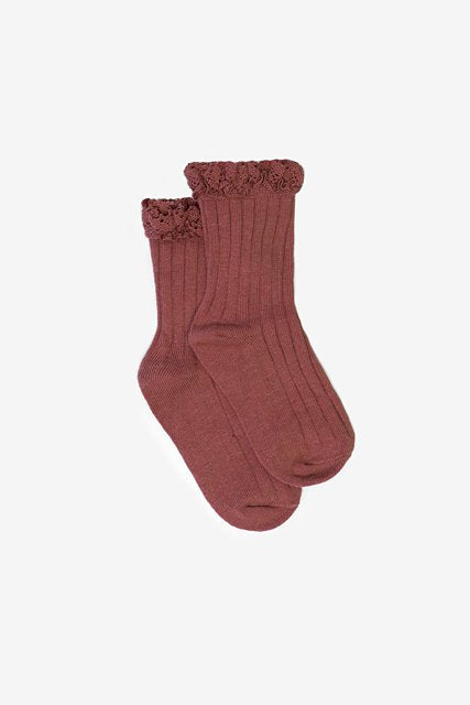 Antler | Bambino Sock Lace Frill Rosewood