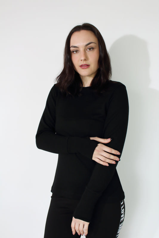 JACLYN M Maeve Merino Top - Black