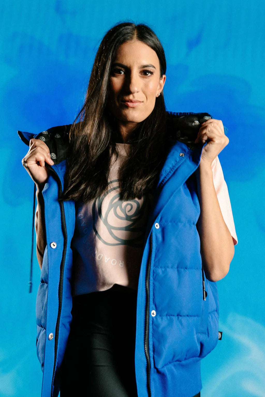 Rose Road Puffer Vest - Cyber Blue