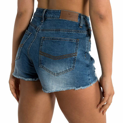 Ringers Western- Jessie Womens Mid Rise Ripped Denim Short - True Blue