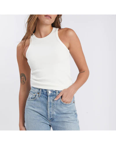 Crue` - Giselle Ribbed Tank | White