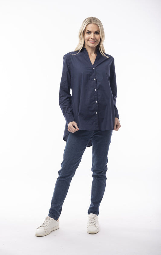 Orientique Poplin Shirt - Navy